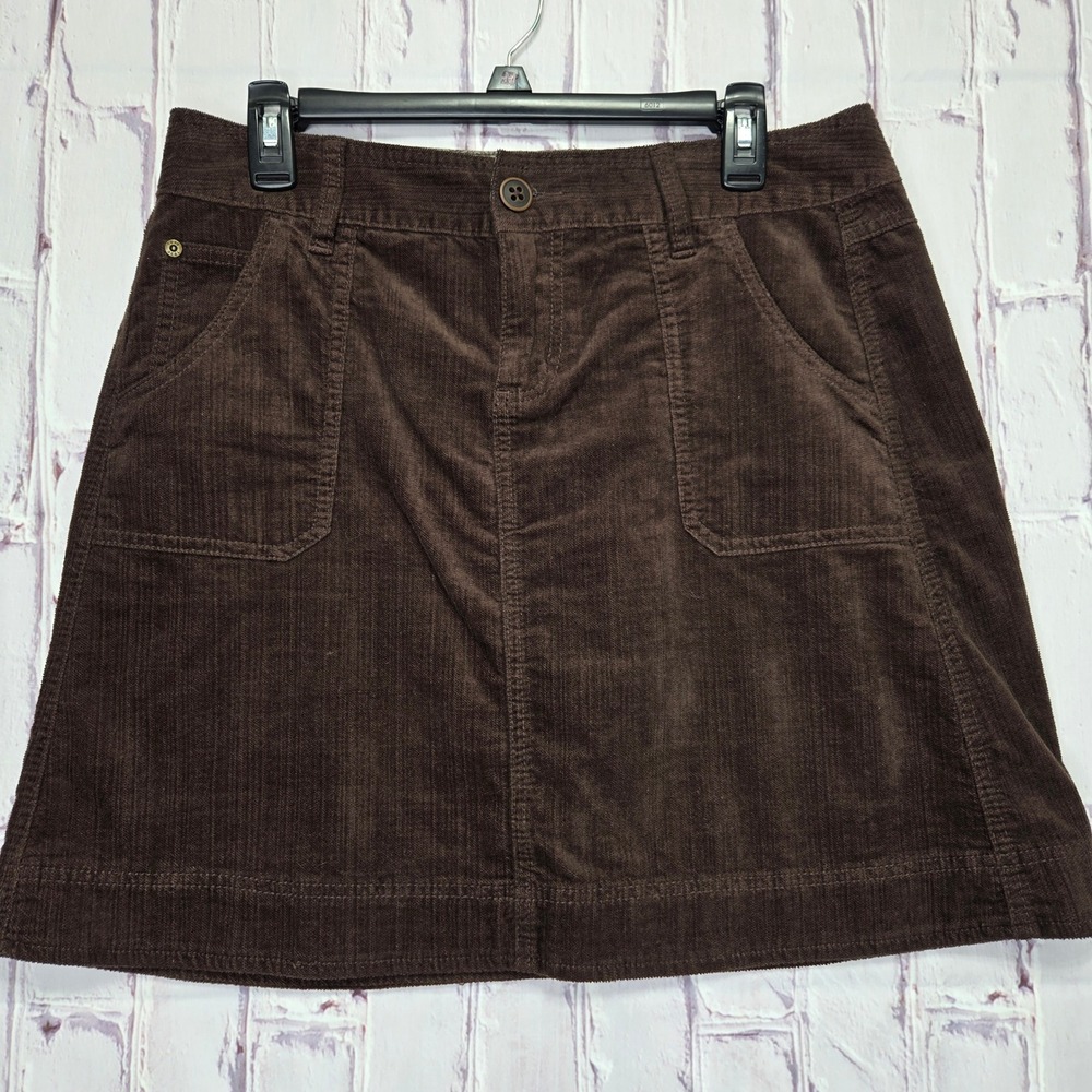 Woolrich Womens Brown Corduroy Mini Skirt Size 8 Stretch Cotton A-Line 5064 DRO
